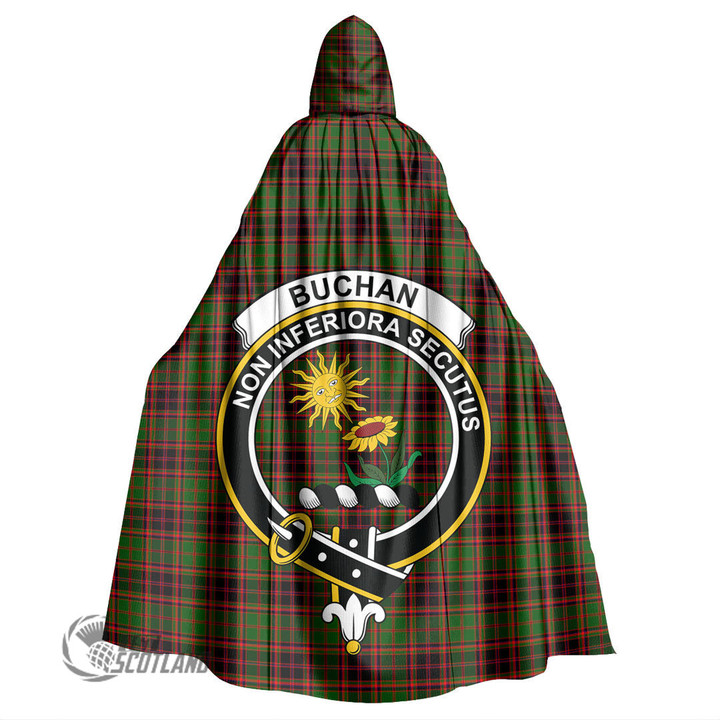 1stScotland Clothing - Buchan Modern Clan Tartan Crest Unisex Hooded Cloak A7 | 1stScotland