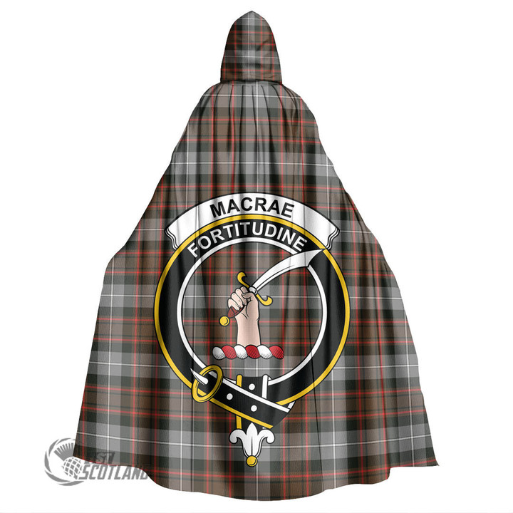 1stScotland Clothing - MacRae Hunting Weathered Clan Tartan Crest Unisex Hooded Cloak A7 | 1stScotland