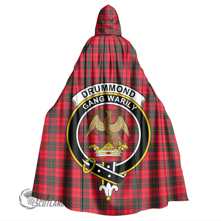 1stScotland Clothing - Drummond Modern Clan Tartan Crest Unisex Hooded Cloak A7 | 1stScotland