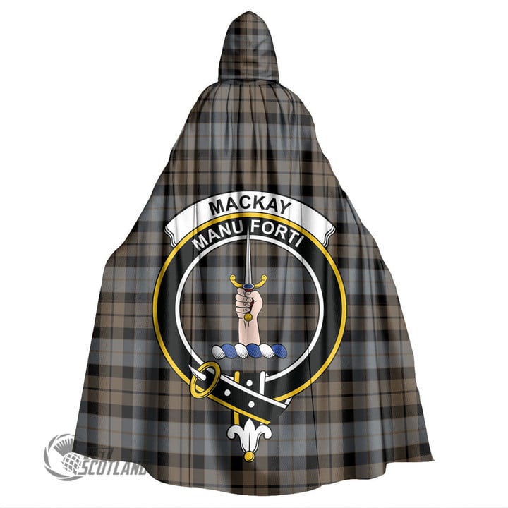 1stScotland Clothing - MacKay Weathered Clan Tartan Crest Unisex Hooded Cloak A7 | 1stScotland