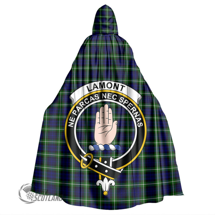 1stScotland Clothing - Lamont Modern Clan Tartan Crest Unisex Hooded Cloak A7 | 1stScotland