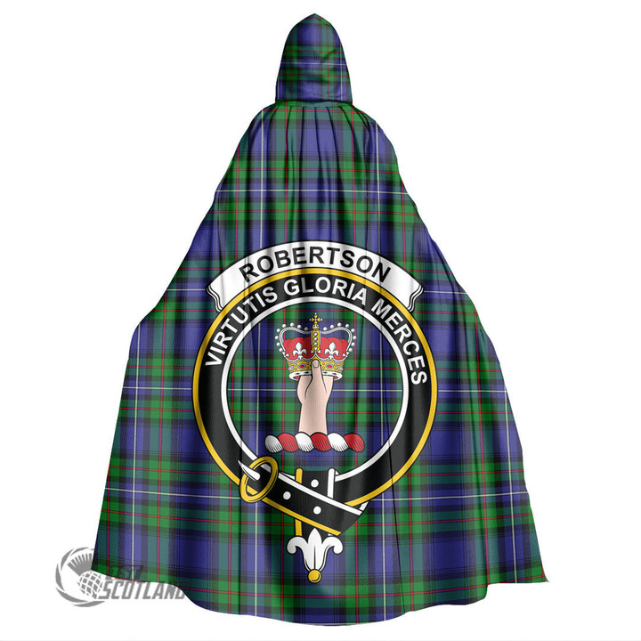 1stScotland Clothing - Robertson Hunting Modern Clan Tartan Crest Unisex Hooded Cloak A7 | 1stScotland