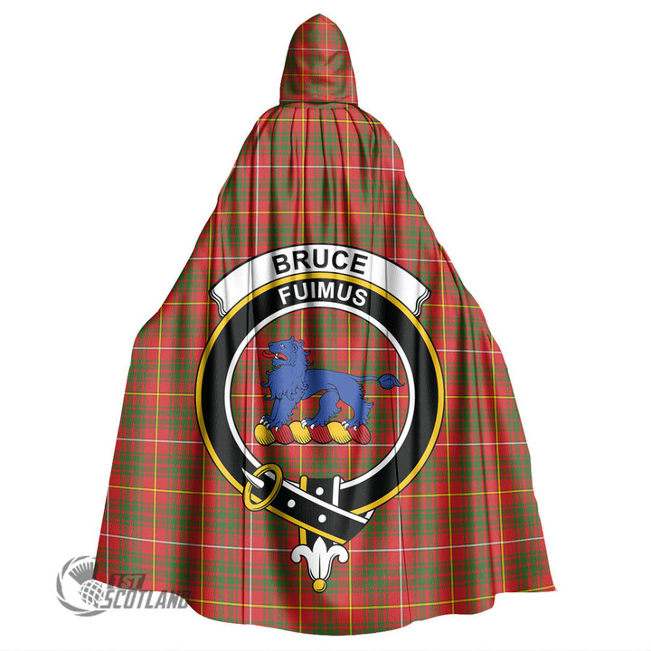 1stScotland Clothing - Bruce Modern Clan Tartan Crest Unisex Hooded Cloak A7 | 1stScotland