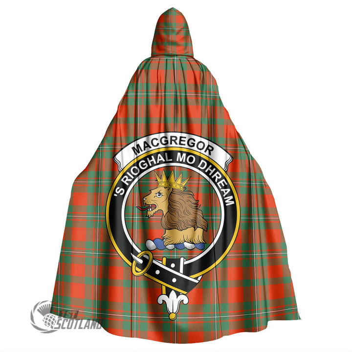 1stScotland Clothing - MacGregor Ancient Clan Tartan Crest Unisex Hooded Cloak A7 | 1stScotland