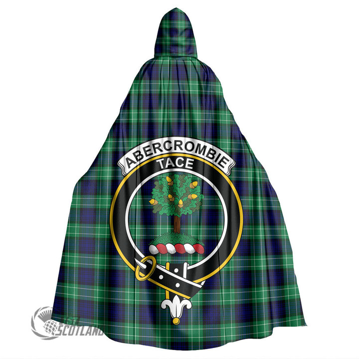 1stScotland Clothing - Abercrombie Clan Tartan Crest Unisex Hooded Cloak A7 | 1stScotland