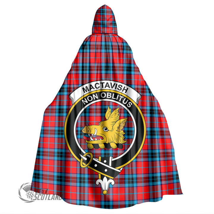 1stScotland Clothing - MacTavish Modern Clan Tartan Crest Unisex Hooded Cloak A7 | 1stScotland