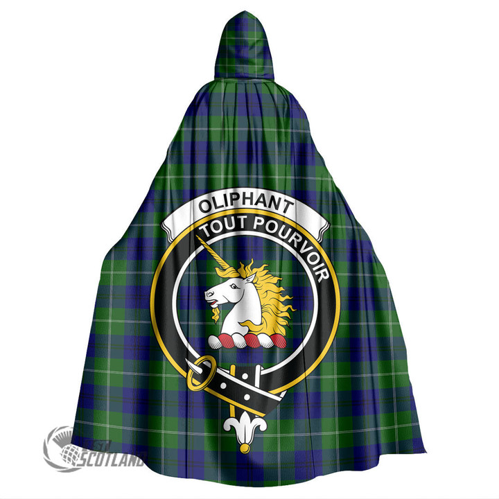 1stScotland Clothing - Oliphant Modern Clan Tartan Crest Unisex Hooded Cloak A7 | 1stScotland