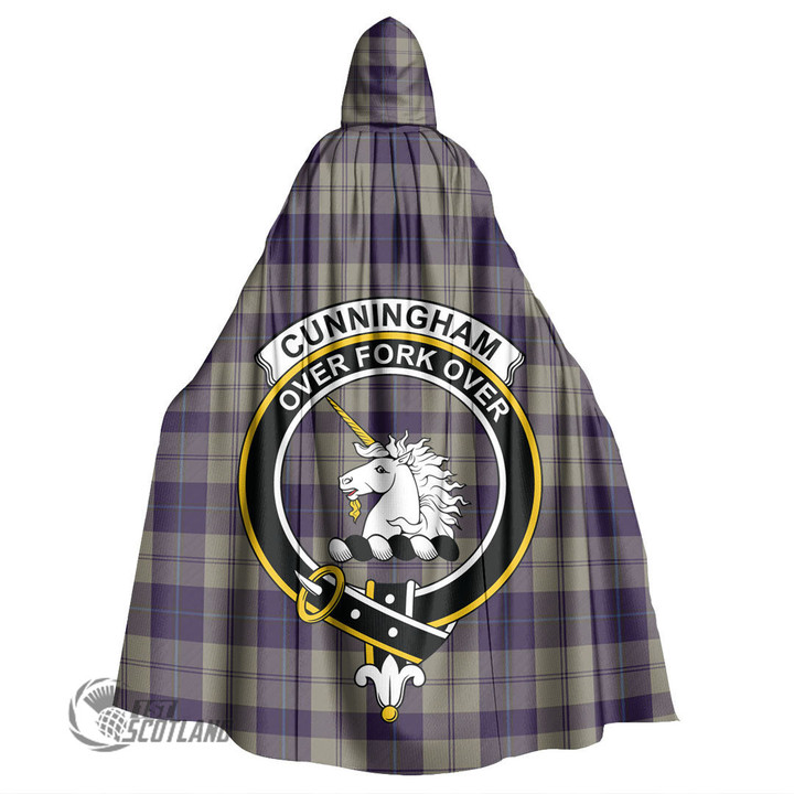 1stScotland Clothing - Cunningham Dress Blue Dancers Clan Tartan Crest Unisex Hooded Cloak A7 | 1stScotland