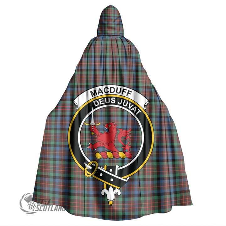 1stScotland Clothing - MacDuff Hunting Ancient Clan Tartan Crest Unisex Hooded Cloak A7 | 1stScotland