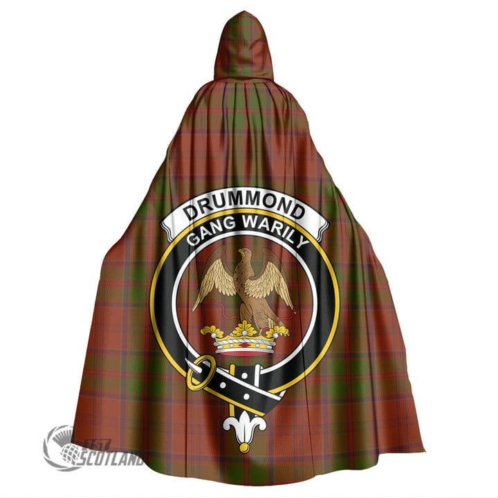 1stScotland Clothing - Drummond Clan Clan Tartan Crest Unisex Hooded Cloak A7 | 1stScotland