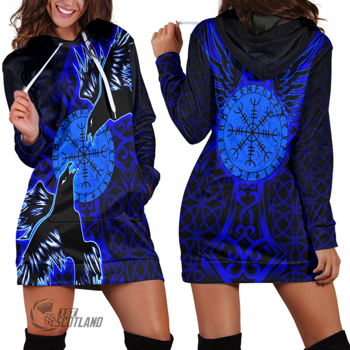 1stScotland Clothing - Viking Raven and Compass - Blue Version - Hoodie Dress A95 | 1stScotland