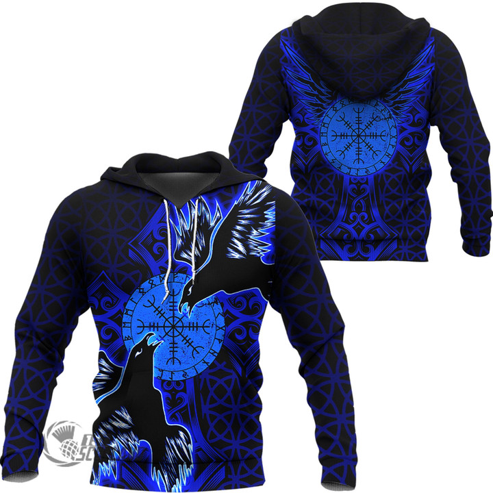 1stScotland Clothing - Viking Raven and Compass - Blue Version - Hoodie A95 | 1stScotland