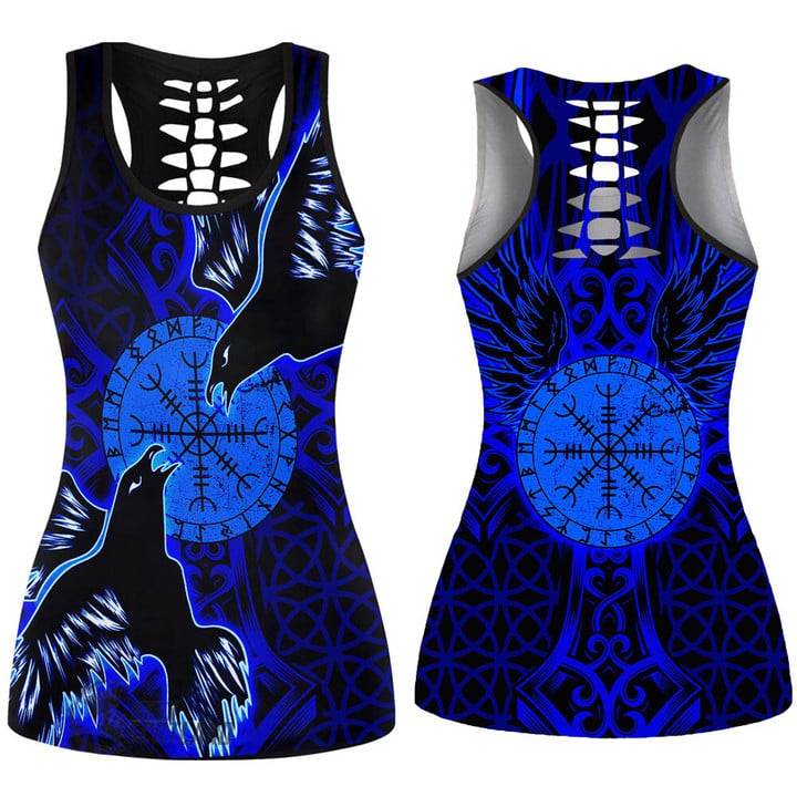 1stScotland Clothing - Viking Raven and Compass - Blue Version - Hollow Tank Top A95 | 1stScotland