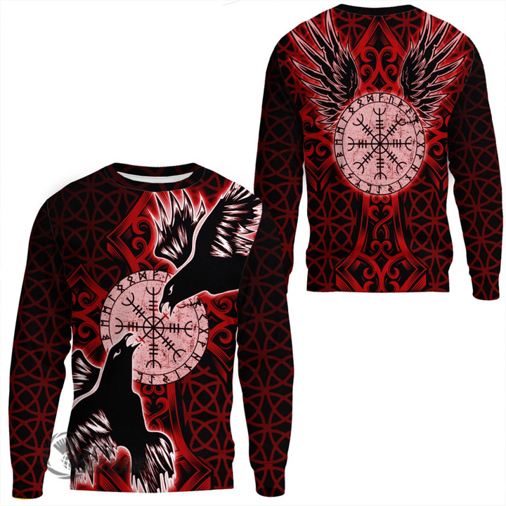 1stScotland Clothing - Viking Raven and Compass - Red Version - Sweatshirts A95 | 1stScotland