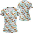 1stScotland Clothing - Corgi Dog with Crown - V-neck T-shirt A7 | 1stScotland
