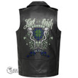 1stScotland Clothing - Arbuthnot Modern Tartan Luck of the Irish Sleeve Leather Sleeveless Biker Jacket A35