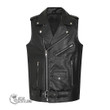 1stScotland Clothing - Blackwatch Dress Modern Tartan Luck of the Irish Sleeve Leather Sleeveless Biker Jacket A35