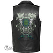 1stScotland Clothing - Graham of Menteith Ancient Tartan Luck of the Irish Sleeve Leather Sleeveless Biker Jacket A35