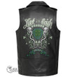 1stScotland Clothing - Arbuthnot Ancient Tartan Luck of the Irish Sleeve Leather Sleeveless Biker Jacket A35
