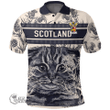 1stScotland Clothing - Howart Family Crest Polo Shirt Scottish Fold Cat and Thistle Drawing Style A7