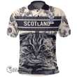 1stScotland Clothing - Judson Family Crest Polo Shirt Scottish Fold Cat and Thistle Drawing Style A7
