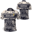 1stScotland Clothing - Dishington Family Crest Polo Shirt Scottish Fold Cat and Thistle Drawing Style A7 | 1stScotland