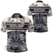 1stScotland Clothing - Mushet Family Crest Polo Shirt Scottish Fold Cat and Thistle Drawing Style A7 | 1stScotland