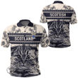 1stScotland Clothing - Wardlaw Family Crest Polo Shirt Scottish Fold Cat and Thistle Drawing Style A7 | 1stScotland