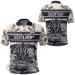 1stScotland Clothing - Usher Family Crest Polo Shirt Scottish Fold Cat and Thistle Drawing Style A7 | 1stScotland