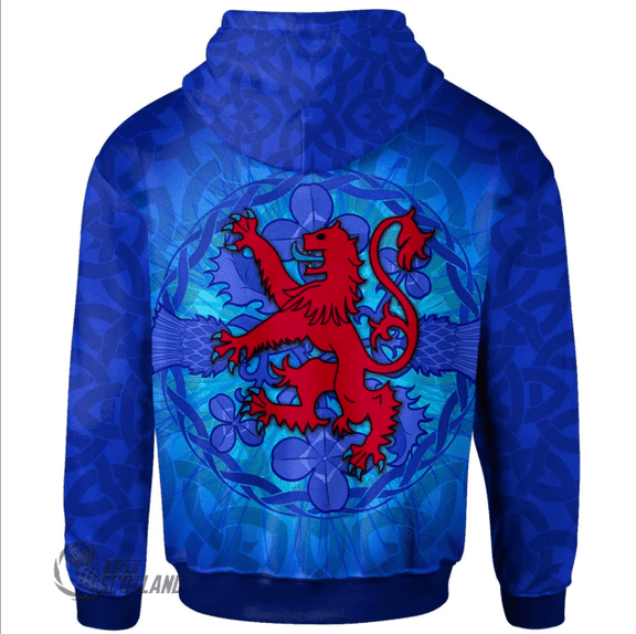 1stScotland Hoodie - MacLaine _of Lochbuie_ Scottish Family Crest Hoodie - Lion With Scotland Thistle A7