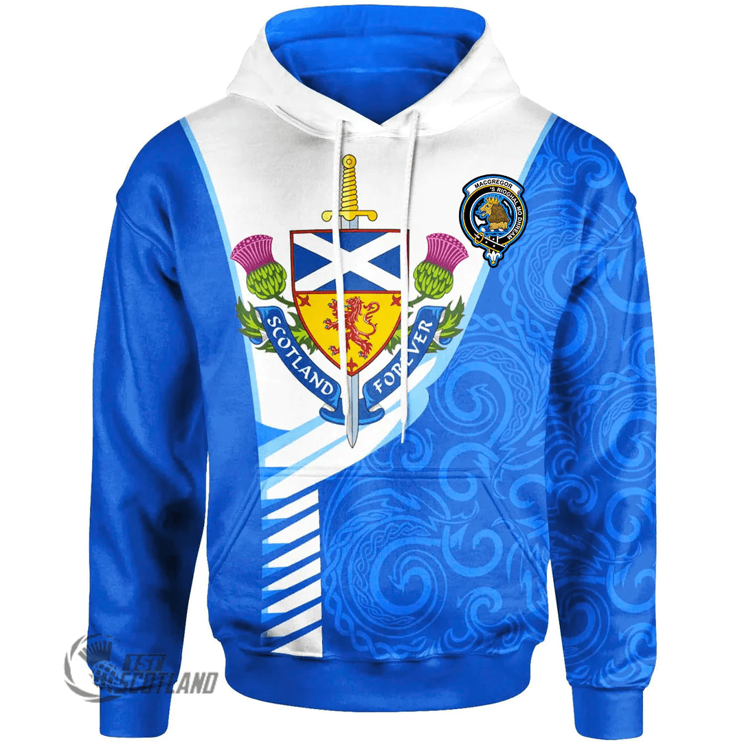 1stScotland Hoodie - MacGregor Scottish Family Crest Hoodie - Scotland Fore Flag Color A7 | 1stScotland