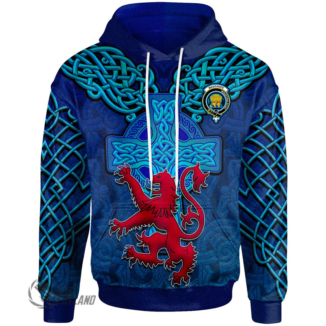 1stScotland Hoodie - Wauchope _or Waugh_ Scottish Family Crest Hoodie - Scotland Lion Celtic Cross A7 | 1stScotland
