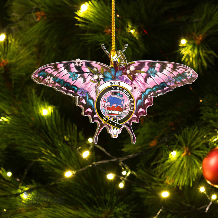 1stScotland Ornament - Weir Family Crests Custom Shape Ornament - Pink Butterfly with Flowers A7 | 1stScotland
