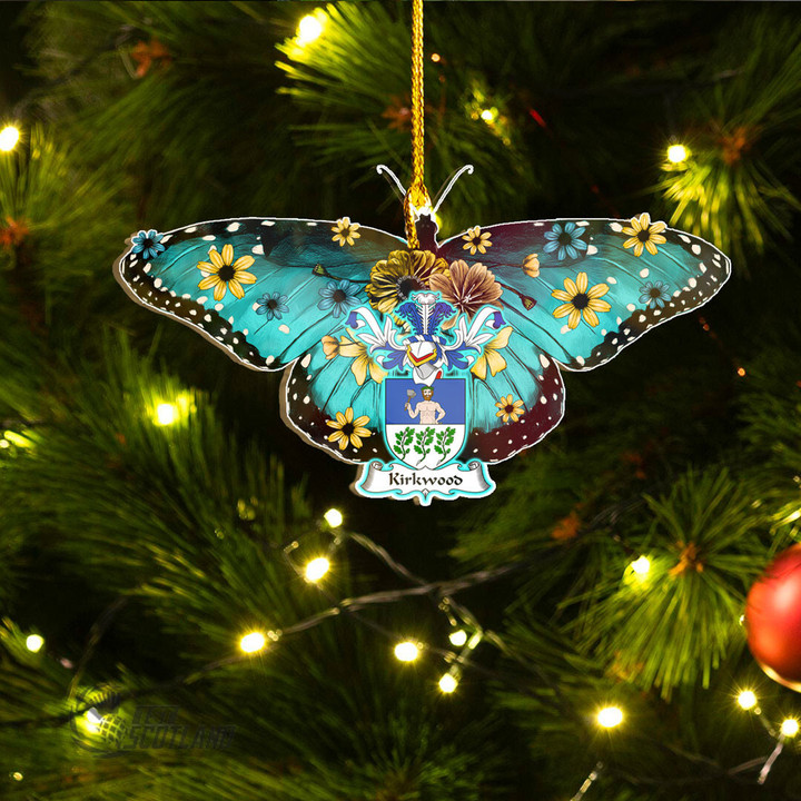 1stScotland Ornament - Kirkwood Family Crest Custom Shape Ornament - Blue Butterfly A7 | 1stScotland