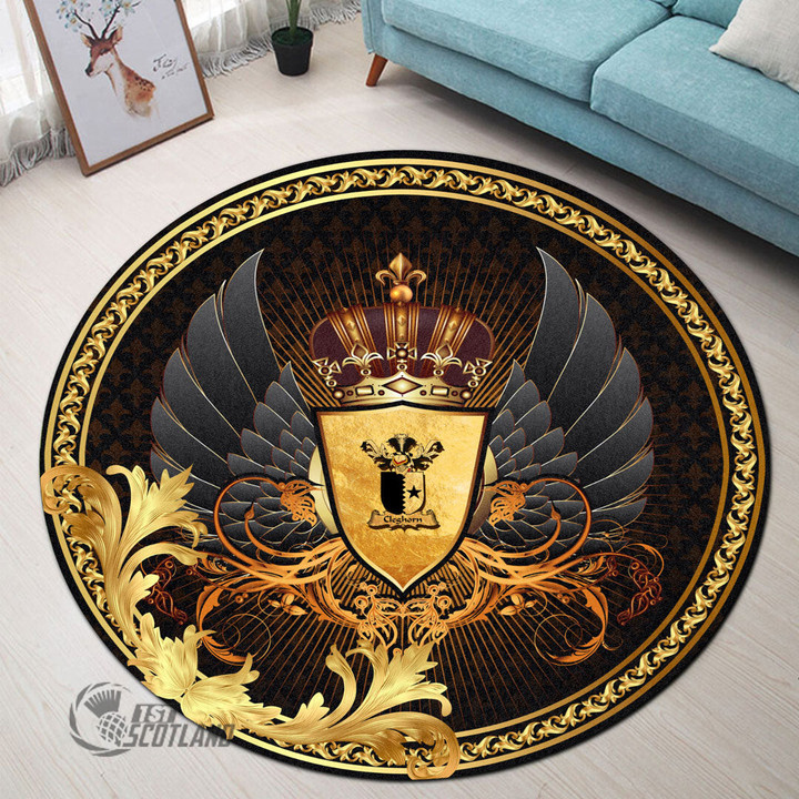 1stScotland Round Carpet - Cleghorn Family Crest Round Carpet - Ornamental Heraldic Shield A7 | 1stScotland