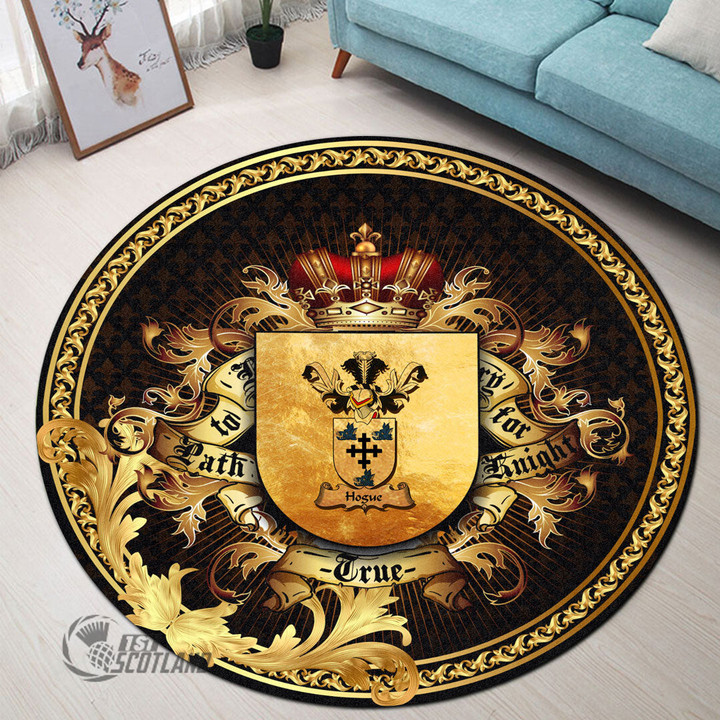 1stScotland Round Carpet - Hogue Family Crest Round Carpet - Golden Heraldic Shield A7 | 1stScotland