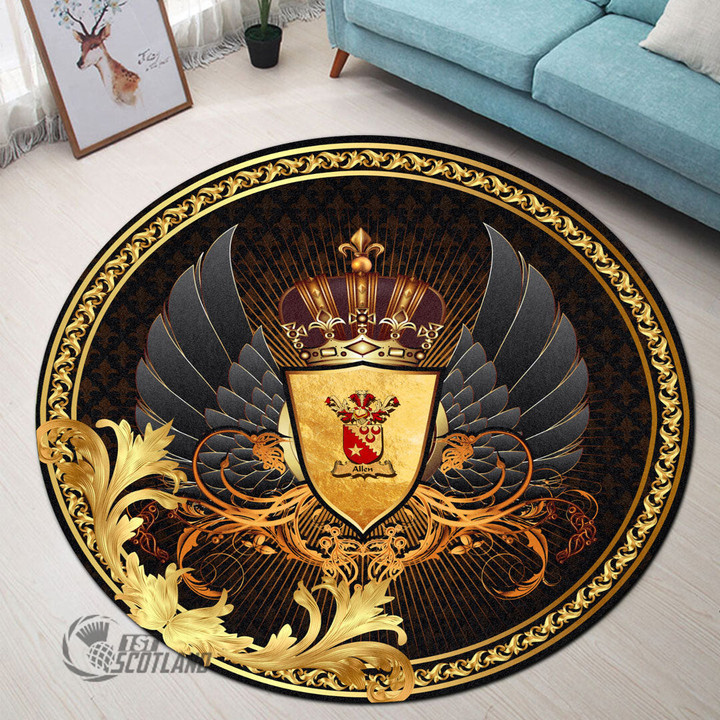 1stScotland Round Carpet - Allen Family Crest Round Carpet - Ornamental Heraldic Shield A7 | 1stScotland