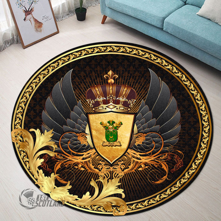 1stScotland Round Carpet - Peter Family Crest Round Carpet - Ornamental Heraldic Shield A7 | 1stScotland
