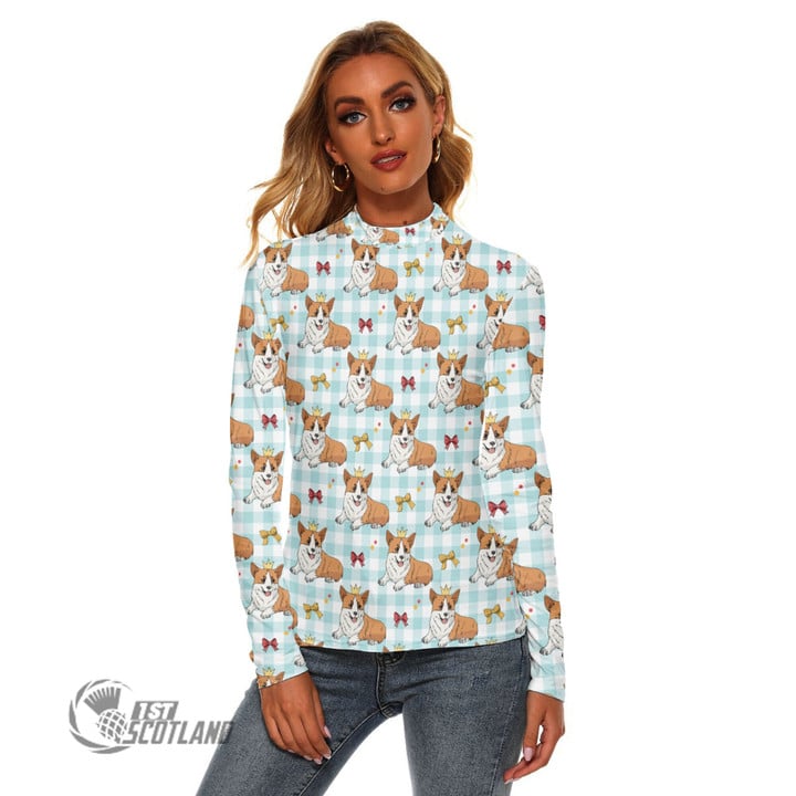 1stScotland Clothing - Corgi Dog with Crown - Women's Stretchable Turtleneck Top A7 | 1stScotland
