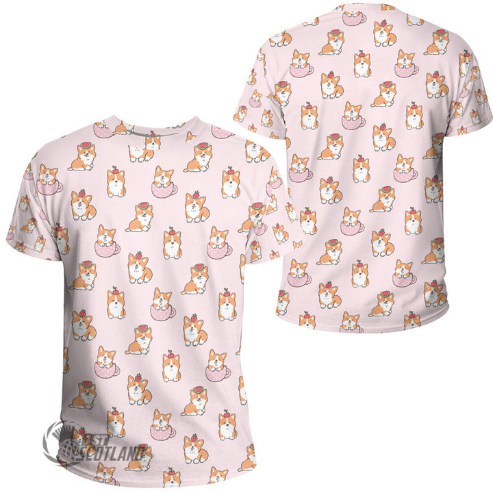 1stScotland Clothing - Cute Cartoon Corgi Dog - T-shirt A7 | 1stScotland
