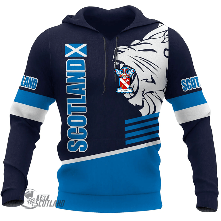 1stScotland Hoodie - Sauchy Hoodie - Great Lion Style Blue A7 | 1stScotland