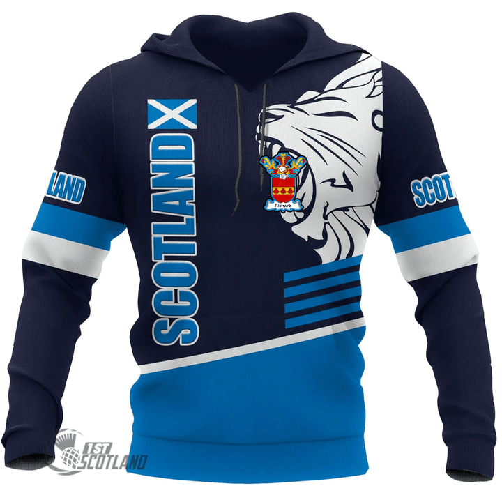 1stScotland Hoodie - Richard Hoodie - Great Lion Style Blue A7 | 1stScotland