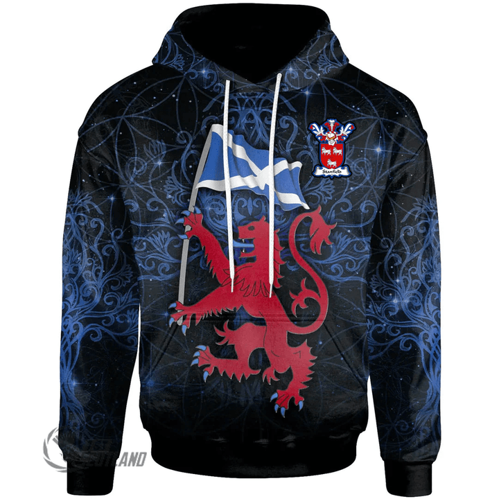 1stScotland Hoodie - Stanfield or Stamfield Hoodie - Lion Rampant With Scotland Flag A7 | 1stScotland