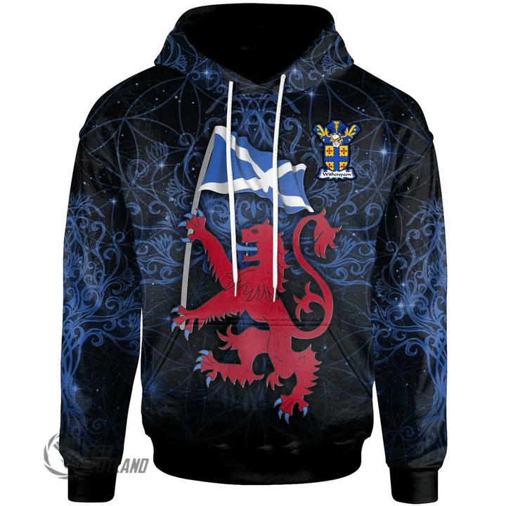 1stScotland Hoodie - Witherspoon Hoodie - Lion Rampant With Scotland Flag A7 | 1stScotland