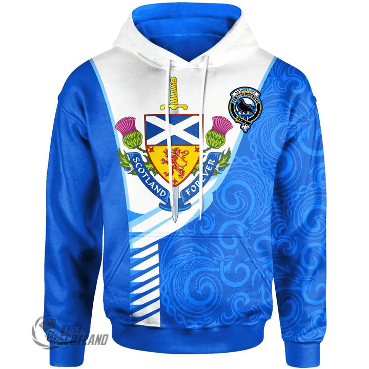 1stScotland Hoodie - Rutherford Scottish Family Crest Hoodie - Scotland Fore Flag Color A7 | 1stScotland