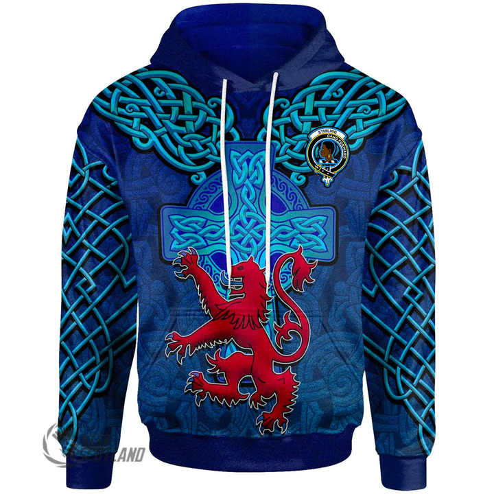 1stScotland Hoodie - Stirling _of Keir_ Scottish Family Crest Hoodie - Scotland Lion Celtic Cross A7 | 1stScotland