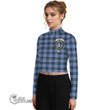 Scottish MacKay Blue Tartan Crest Women Long Sleeve Turtleneck T-Shirt Full Plaid