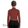 Scottish Innes Modern Tartan Crest Women Long Sleeve Turtleneck T-Shirt Full Plaid