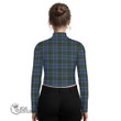 Scottish MacInnes Modern Tartan Crest Women Long Sleeve Turtleneck T-Shirt Full Plaid