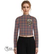 Scottish Fraser Hunting Modern Tartan Crest Women Long Sleeve Turtleneck T-Shirt Full Plaid